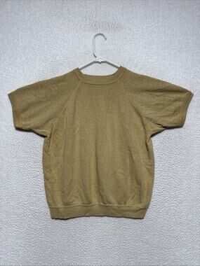 Vtg 70s JC Penney Beige Short Sleeve Raglan Soft Pullover Sweatshirt Large